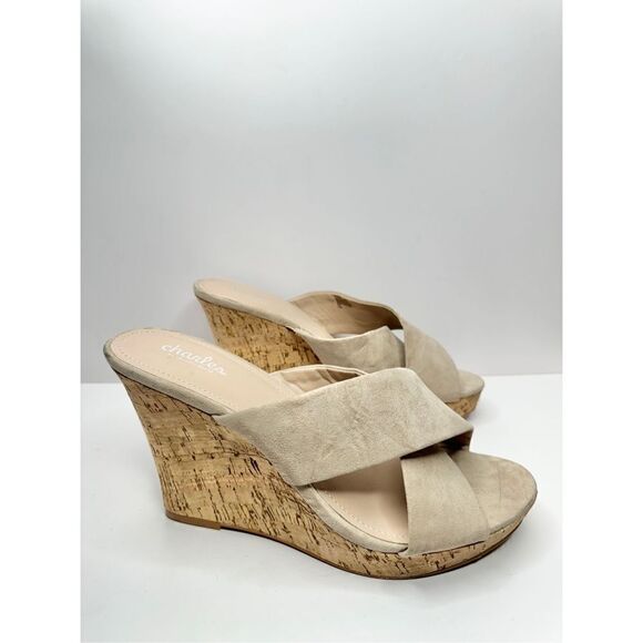 Charles David Sandals Size 12 Womens Tan Crisscross Slip On Wedge Heel Open Toe - Picture 2 of 10
